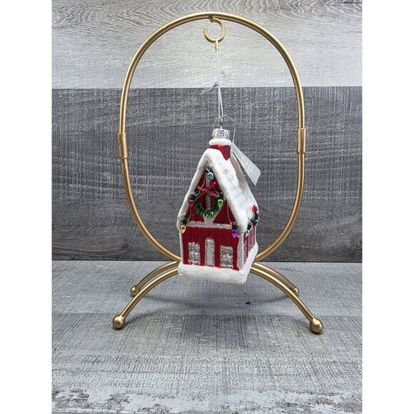 Raz Imports Glittered Red House Christmas Ornament Glass 5" Tall New 301b4 - Picture 1 of 8